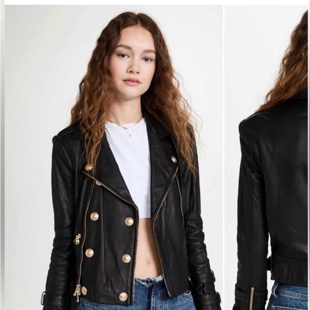 L’agence Billie belted leather jacket